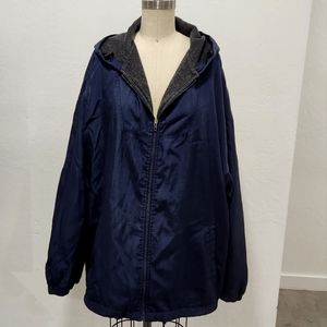 Vintage water navy repellent jacket coat with grey fleece lining